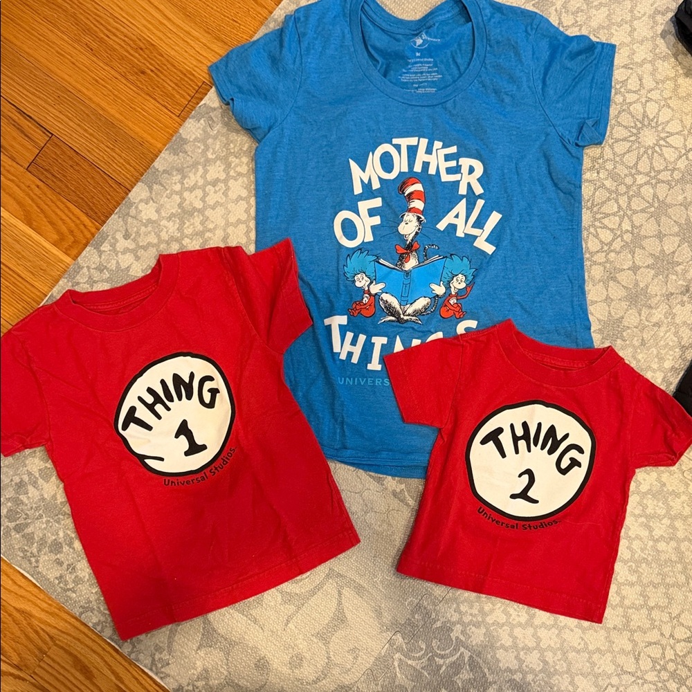Universal Kids Blue "Mother of All Things" Tee with Red Thing 1 & Thing 2 Tees